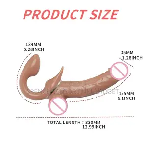 Strapless G-Spot Double End Dildo Retractable Vibrator Toy