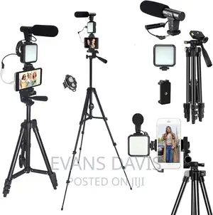 Adjustable Tripod Stand Vlogging Kit With Mic,Remote Light