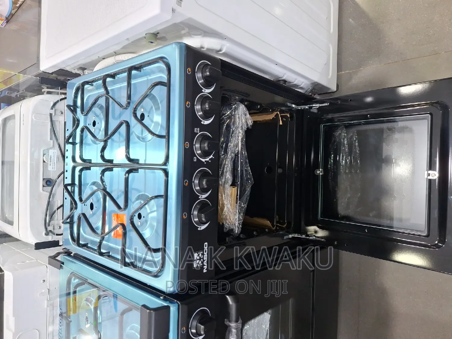 Black_nasco 4 Burner Gas Cooker With Oven Grill