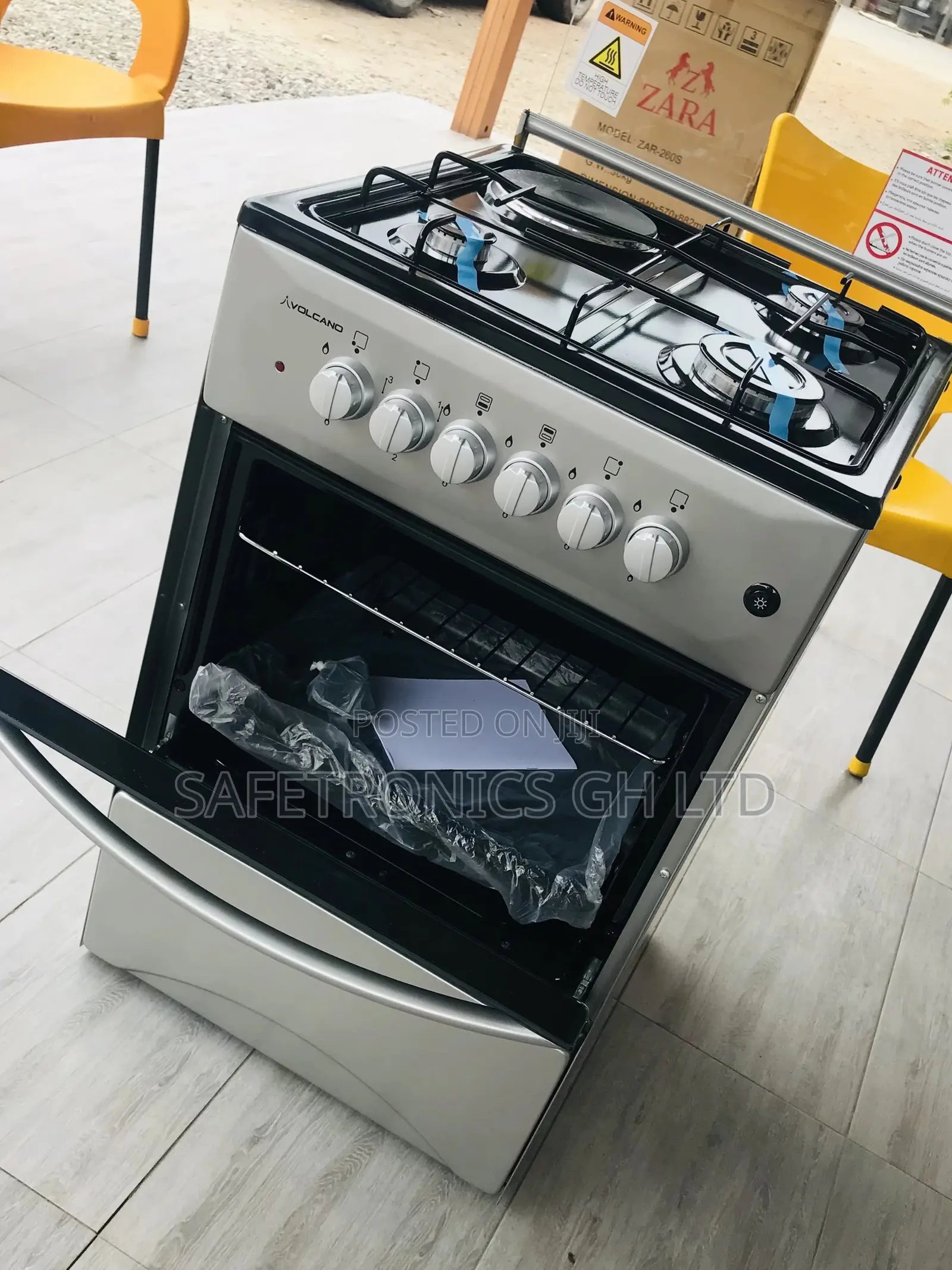 Gray 4 Gas Cooker Oven With Grill 50x50 Volcano 