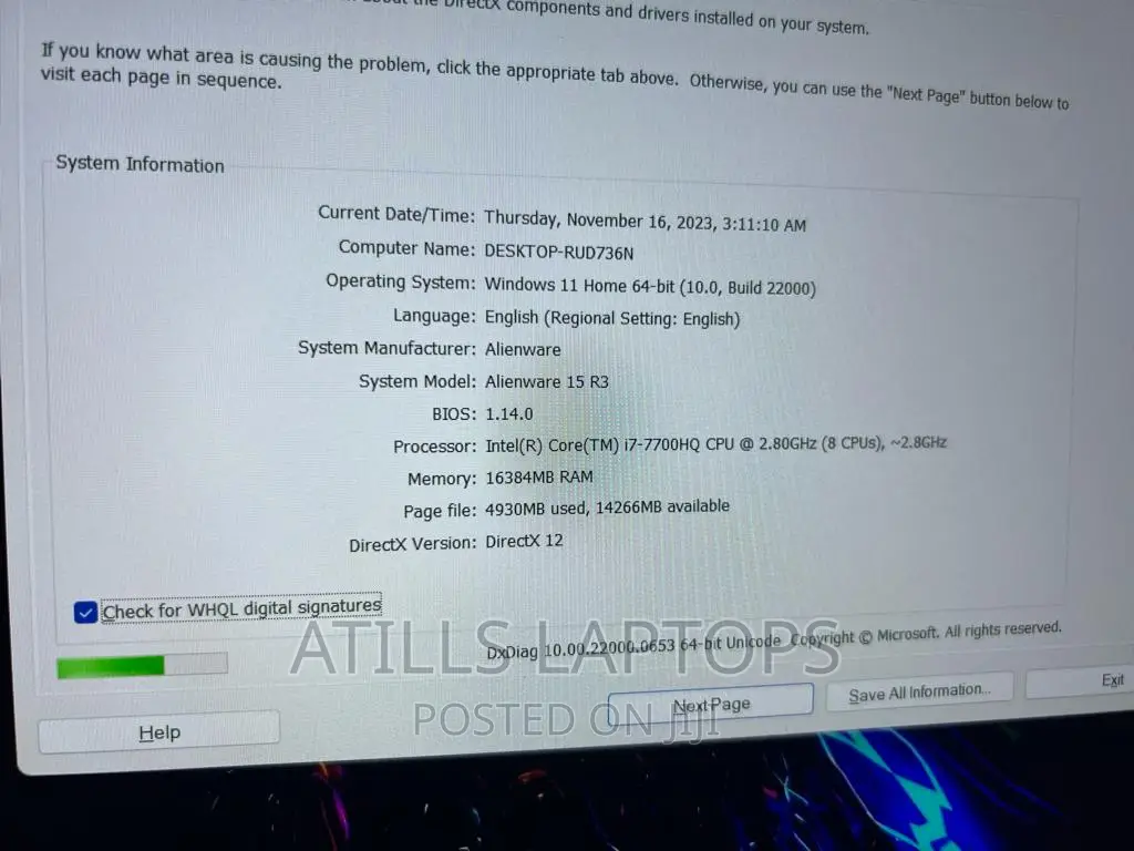 Laptop Dell Alienware 15 R3 16GB Intel Core I7 SSD 1T