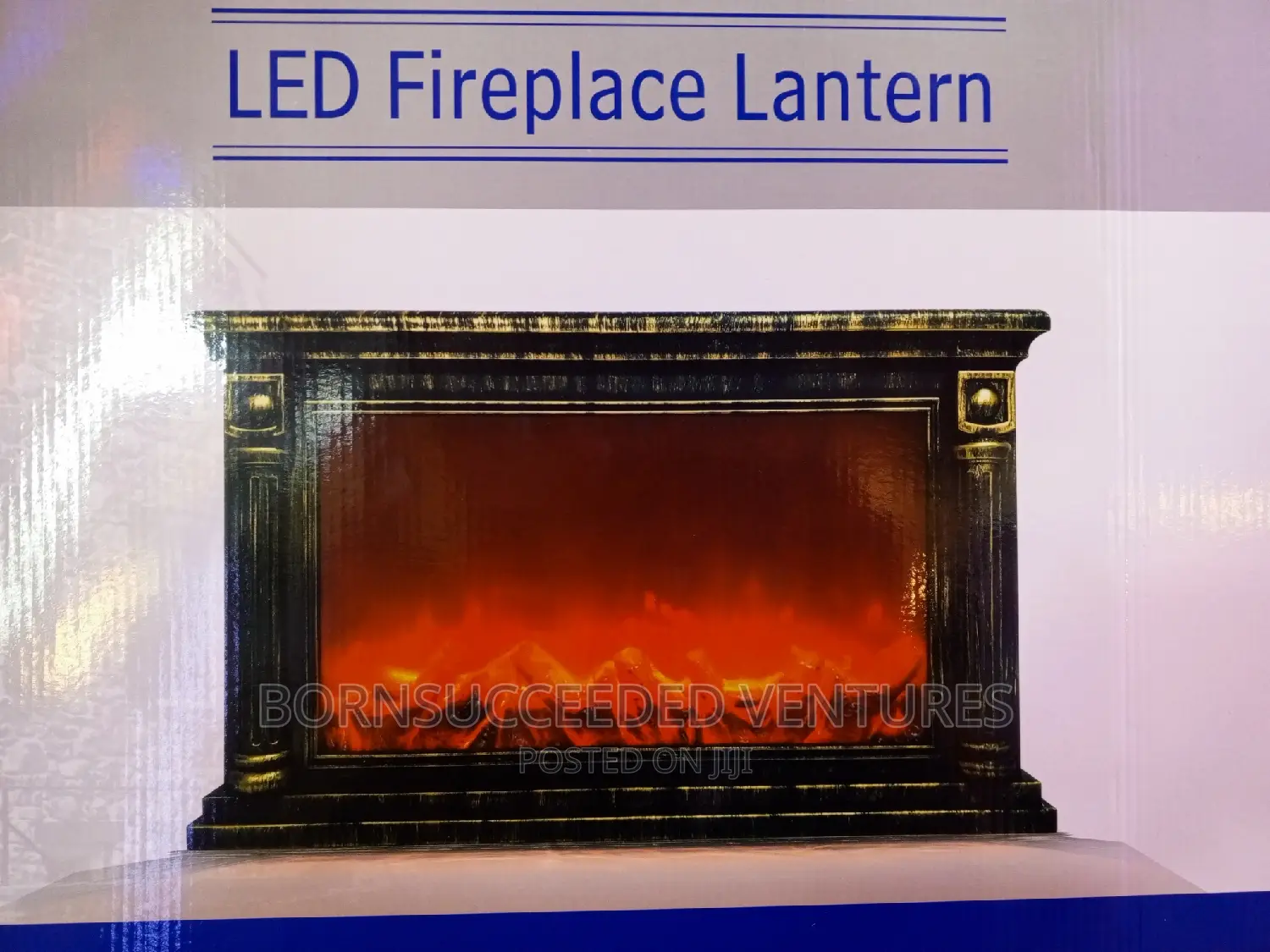 Fireplace Lantern With Realistic Log Wood Burning Flame
