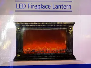 Fireplace Lantern With Realistic Log Wood Burning Flame