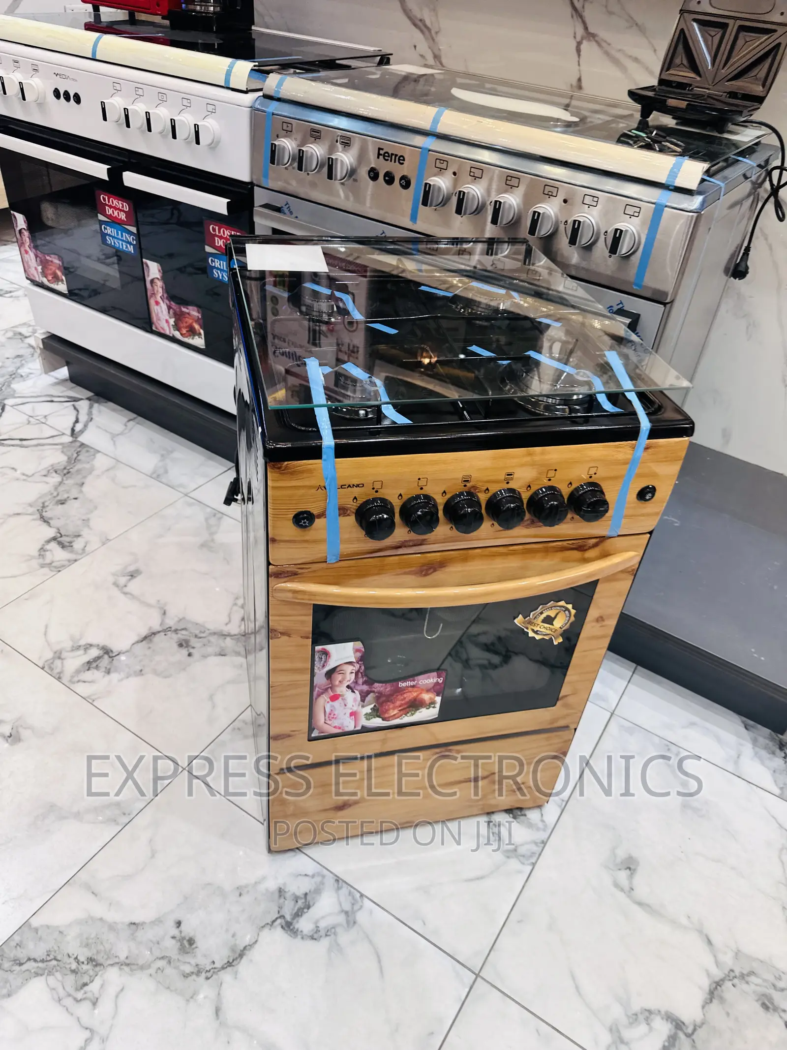 Wooden Light Gas Cooker 4burner 50/50 Grill Rotisserie