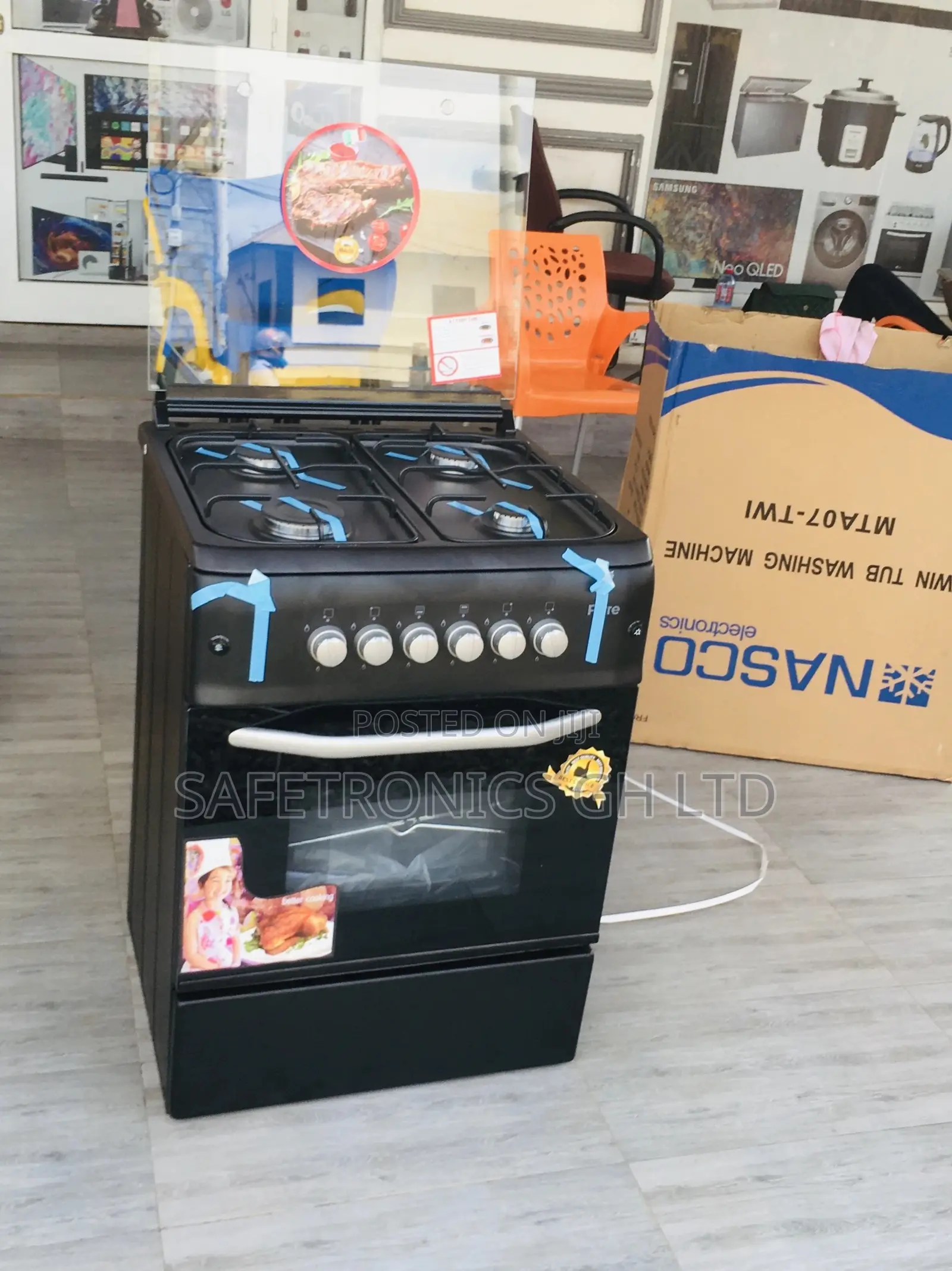 4 Gas Burner Black Ferre 60x60 Oven With Grill Elegant