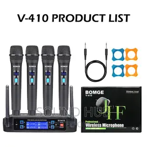 BOMGE Wireless Microphone System, Pro 4-Channel Cordless Mic