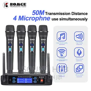 BOMGE Wireless Microphone System, Pro 4-Channel Cordless Mic