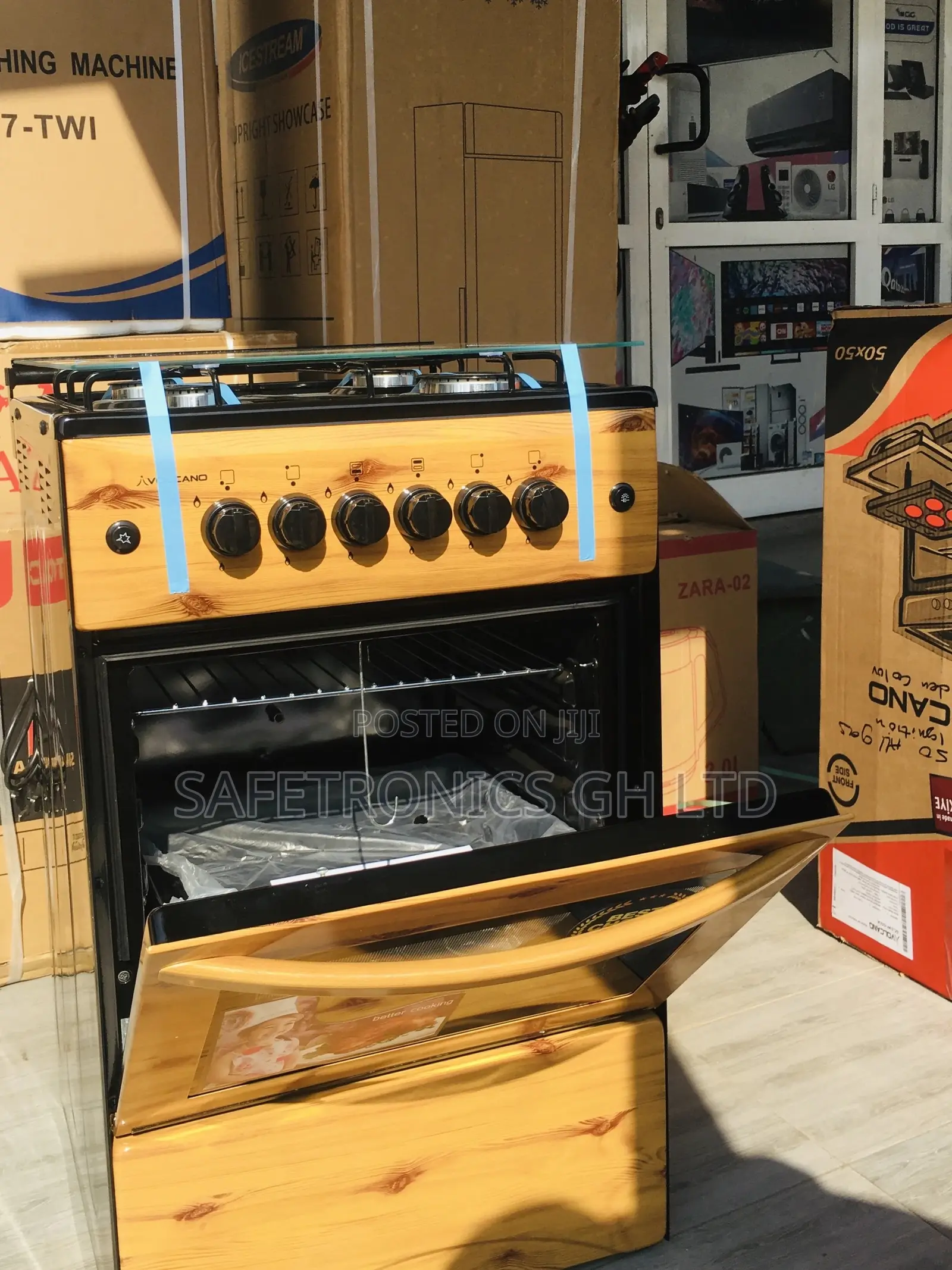 Light Wooden 4 Gas Cooker Oven With Grill 50x50