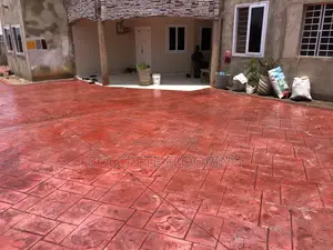 Red Ashlar Slate Stamped Concrete