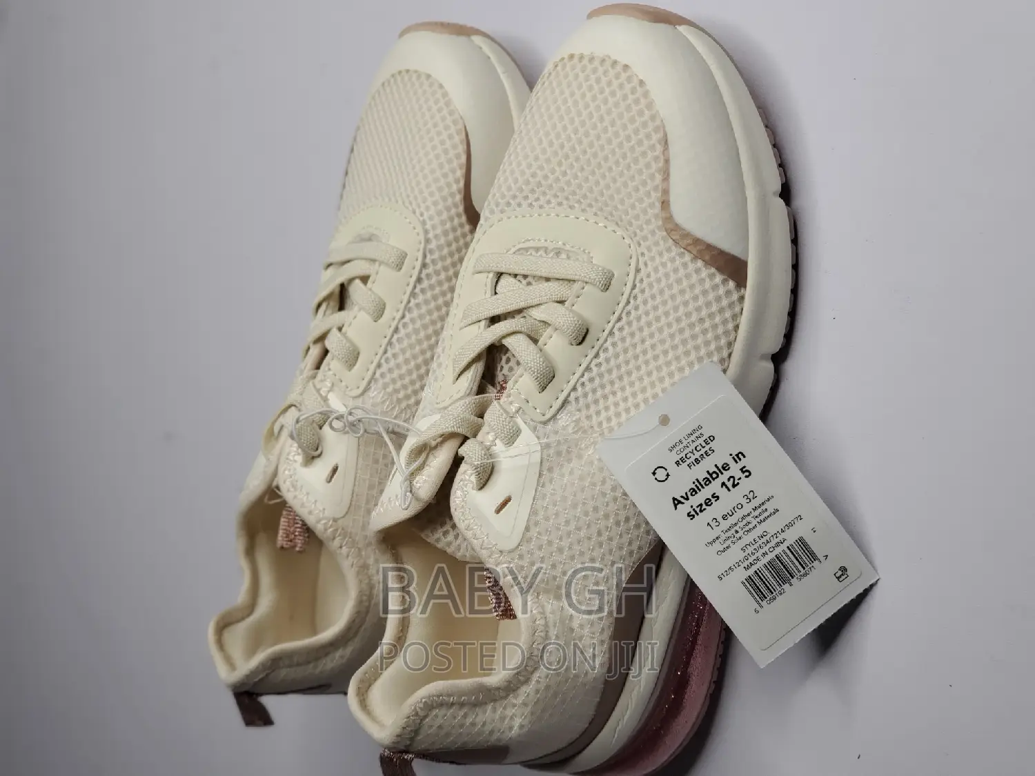 George Girls White and Rosegold Sneakers
