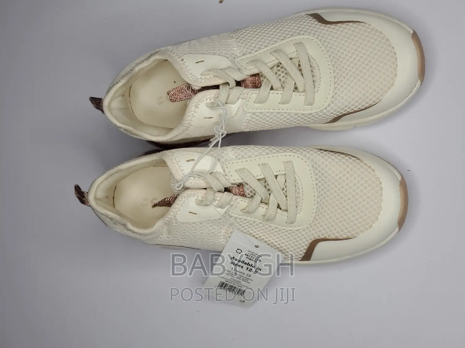 George Girls White and Rosegold Sneakers