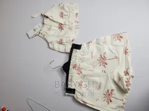 George White Palm Tree Linen Blend Strappy Top and Shorts