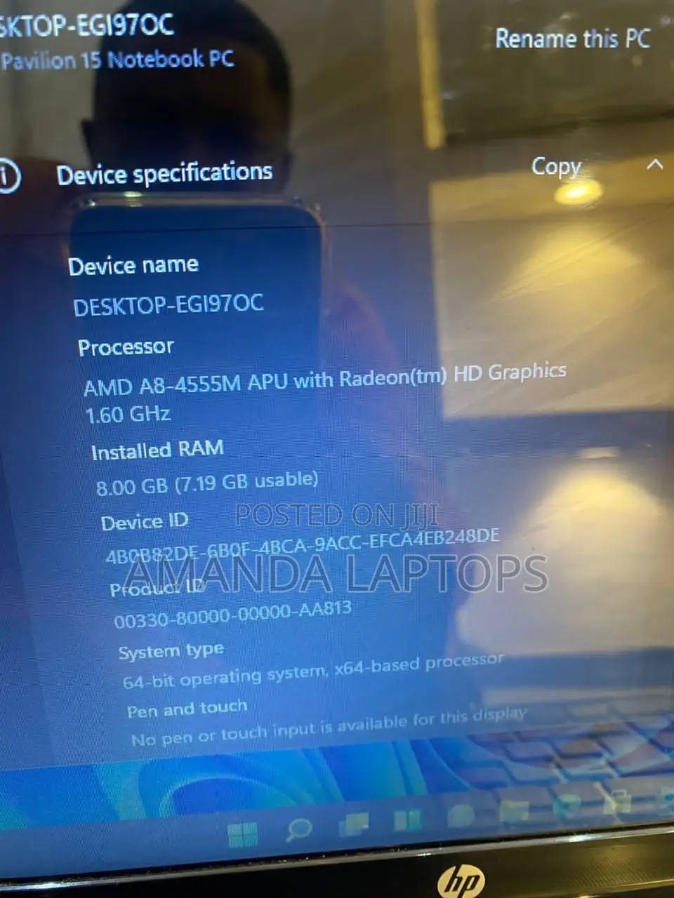 New Laptop HP Pavilion 15 8GB AMD A8 HDD+SSD 500GB