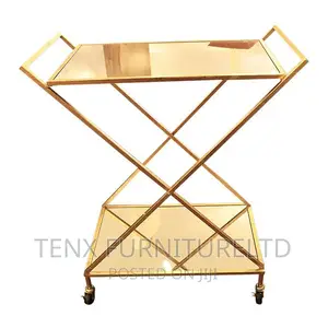 Bar Trolley 2tier Silv+Gold Foiled+Metal