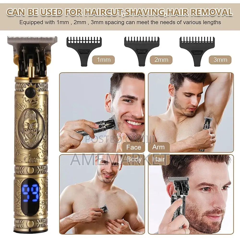 Rechargeable Metal Vintage Hair Clipper T-Shaped Baldhead