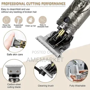 Rechargeable Metal Vintage Hair Clipper T-Shaped Baldhead