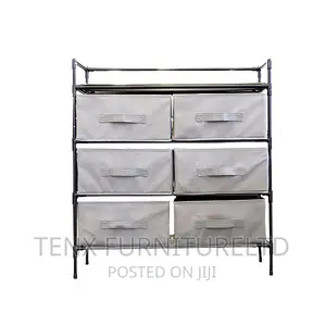 Wardrobe Cabinet (6 Drawers) With Metal Leg (Non-woven)Gray