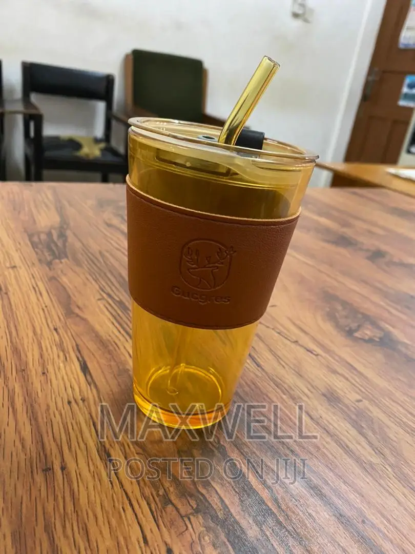 450ml Glass Cup With Glass Straw