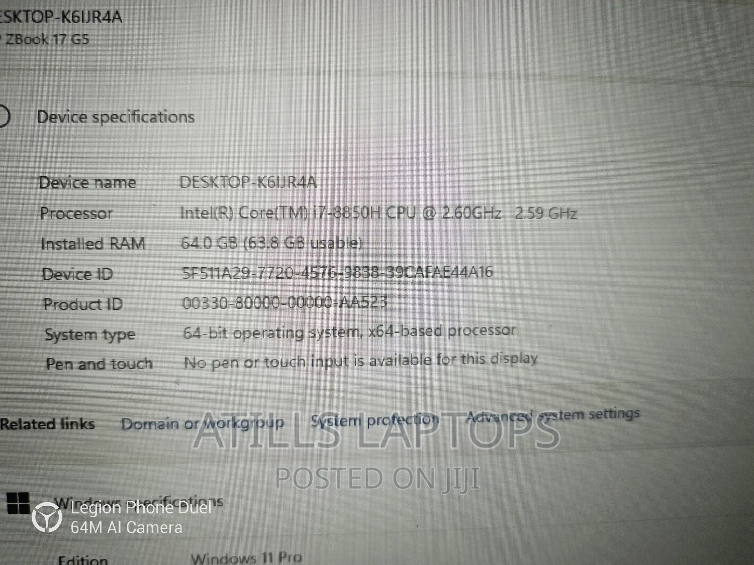 Laptop HP ZBook 17 G5 64GB Intel Core I7 SSHD+SSD 2T