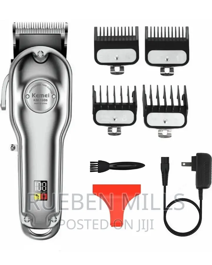 Silver Kemei All Metal Hair Clipper Barbering Machine