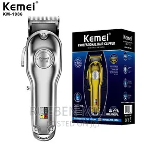 Silver Kemei KM-1986 Full Metal Cordless Hair Clipper