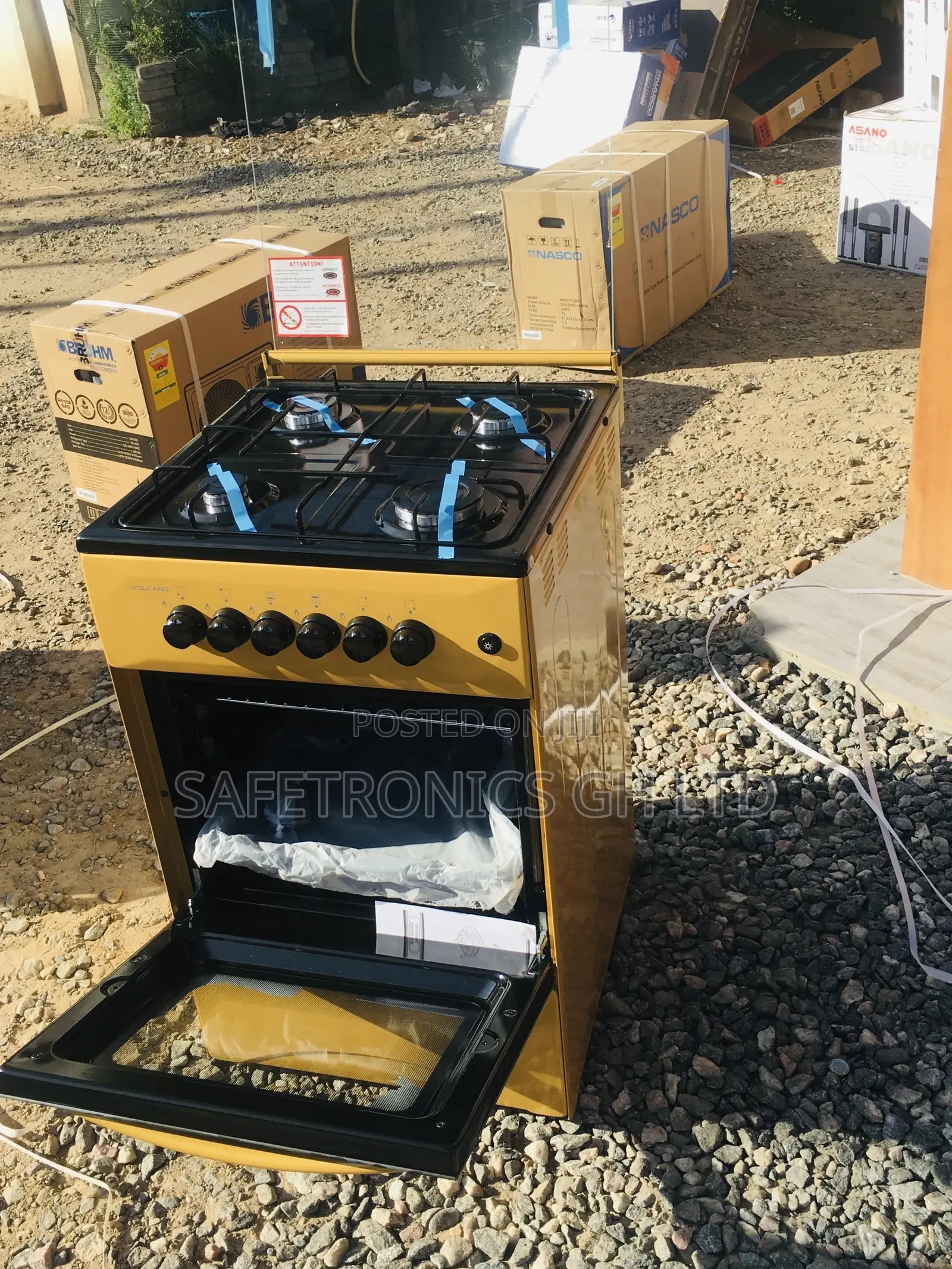 Elegant 4 Gas Cooker Gold Volcano Oven With Grill 50x50