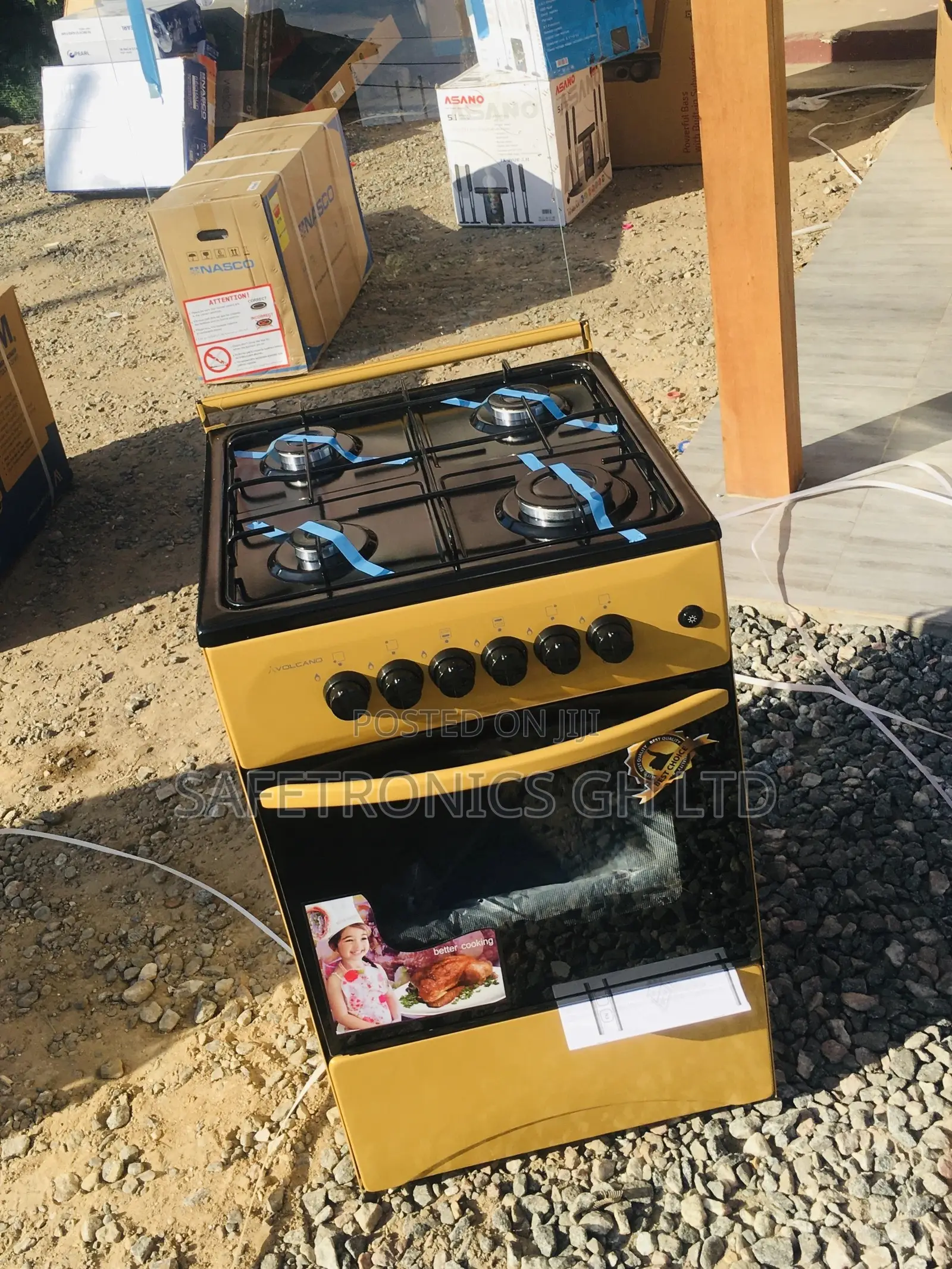Grab 4 Gas Cooker Oven With Grill 50x50 Gold Volcano