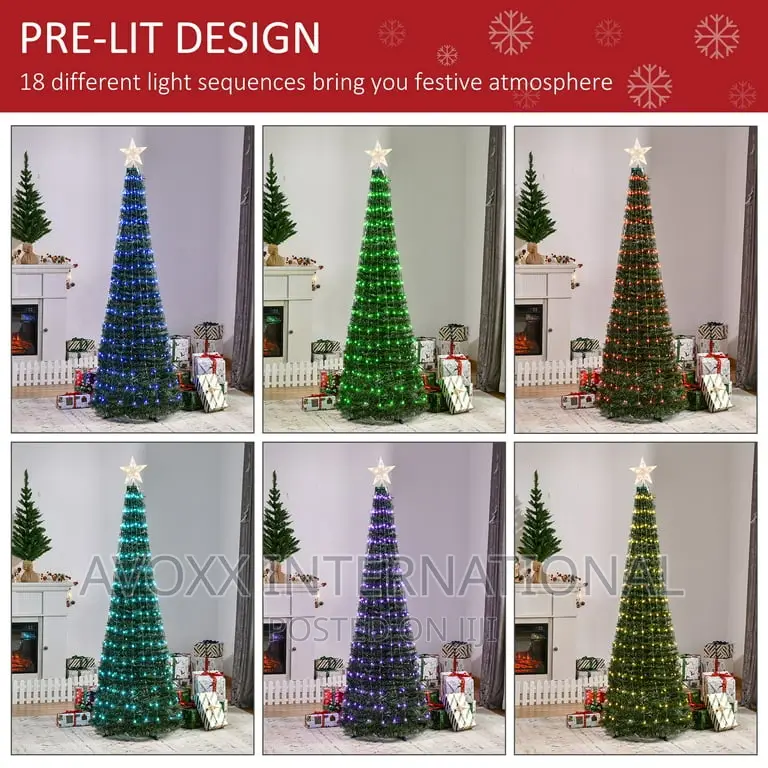 6FT Pre-Lit Christmas Tree, Multi-Color RGB LED Light