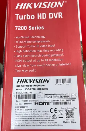 Hikvision 16ch DVR Acusense3k/5mp 2hddslot Ids-7216hqhi-M2/S