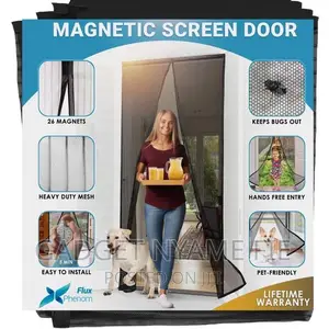 One-and-Half Door Magic Mesh Screen Nets With Magnets-Black