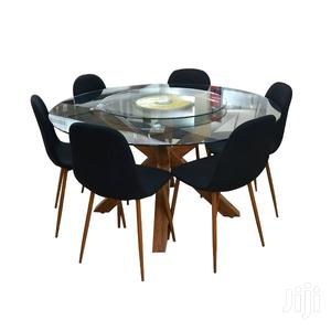 7 PCS Dinning Set With Lazy Susan 6 Chairs(1+6)