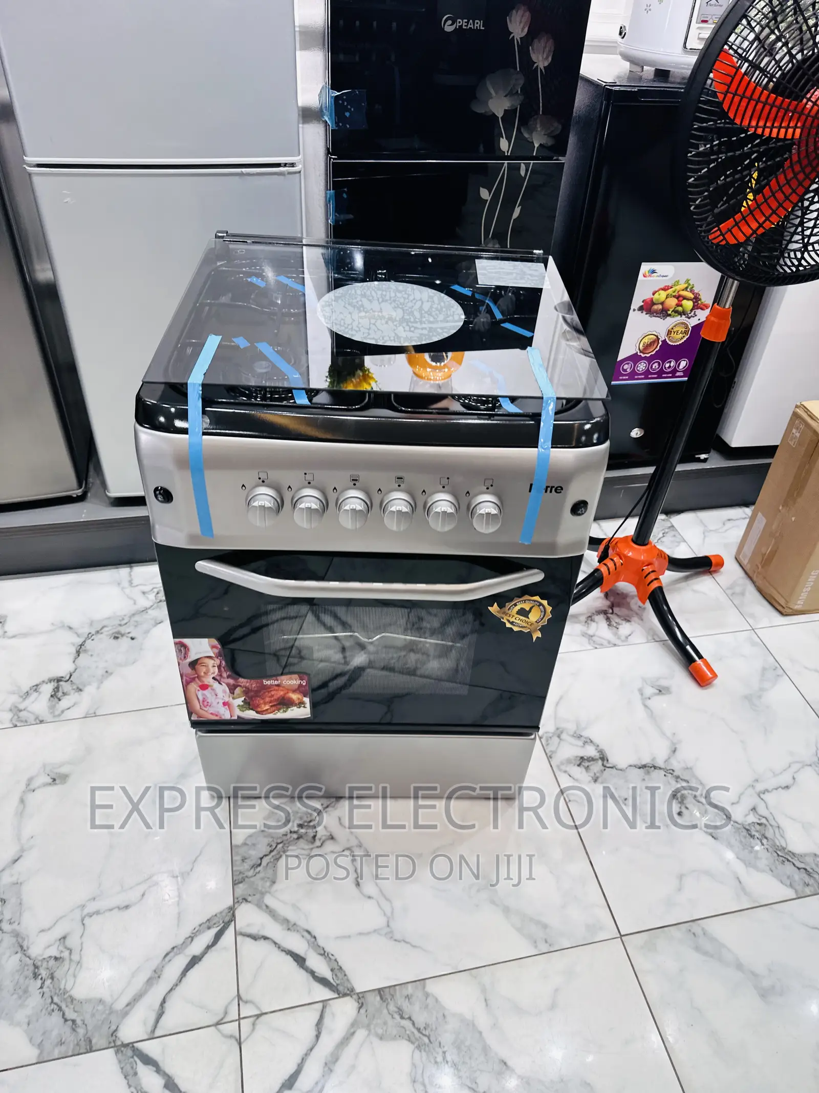 Sliver Gas Cooker Oven Grill 50/55 4burner.,