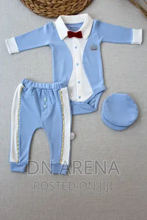 Baby Boy 3 Pieces Set (Bodysuit + Pant + Hat) 3-6m 6-9m