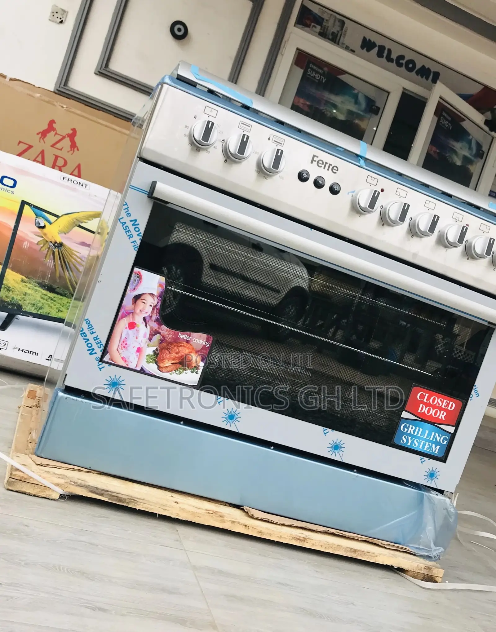 60x90 Oven With Grill Ferre 5 Gas Cooker Glass Lid