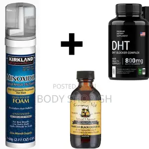 Kirkland Minoxidil Foam + Castor Oil + DHT Blocker Combo