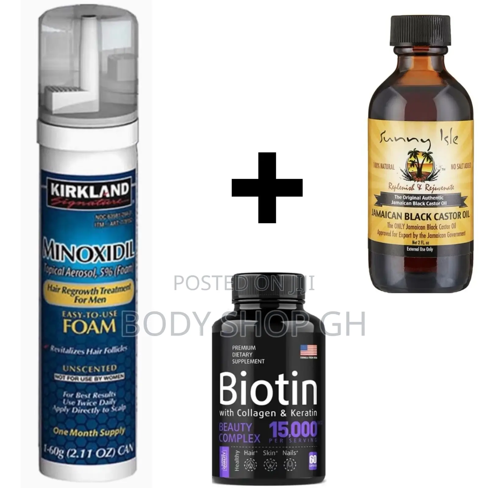 Beard Growth Combo Pack-[Minoxidil Foam+ Biotin+ Castor Oil]
