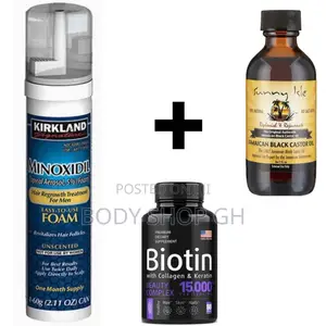 Beard Growth Combo Pack-[Minoxidil Foam+ Biotin+ Castor Oil]
