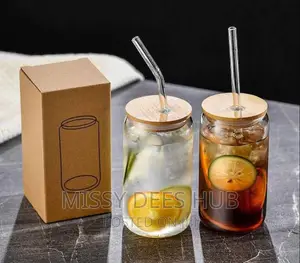 Glass Cup With Glass Straw