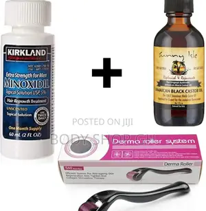 Hairline + Beard Growth Pack-[Kirkland +Castor Oil +Roller]