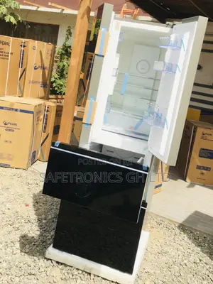 Black Glass Pearl PF-470BG Electric 4 Doors Bottomfreezer