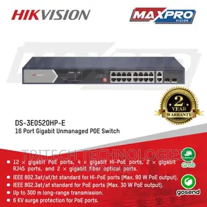 Hikvision 16port Gigabit Unmanaged Poe Switch Ds-3e1518p