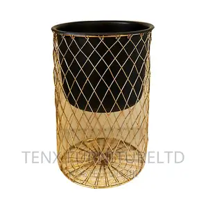 Decor Planter With Mesh Gold and Black Medium (903)