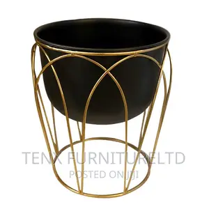 Decor Planter Floral Gold and Black Large