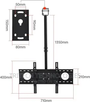 TV Ceiling Mount, Telescopic LCD Ceiling TV Mount 26" ~ 75"