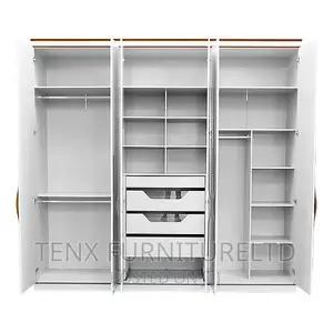 Wardrobe 6door Wood Off White/Brown Titanium