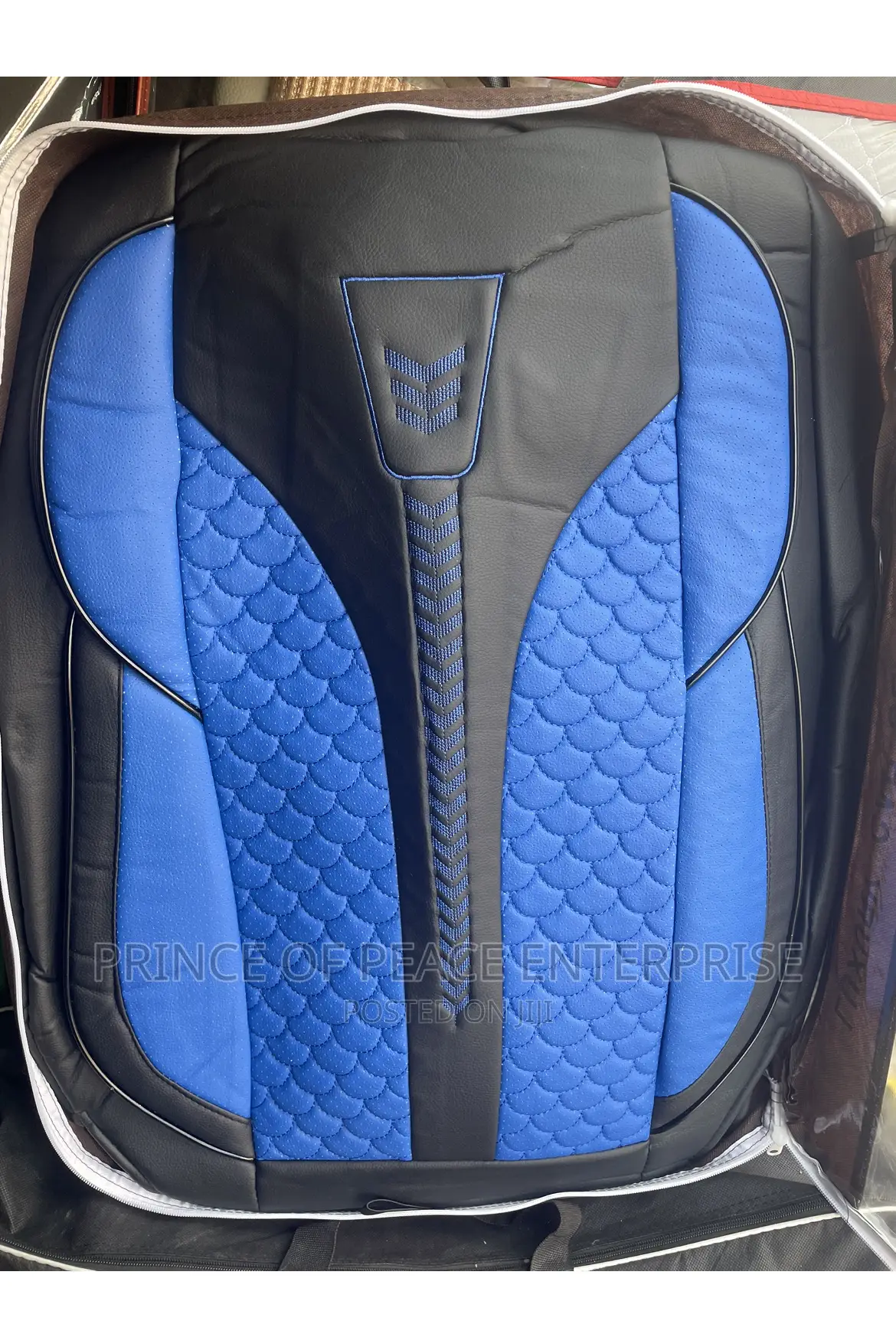Blue and Black Seat Cover