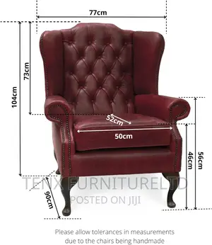Chesterfield Vintage Leather Chair With Footrest (RED)