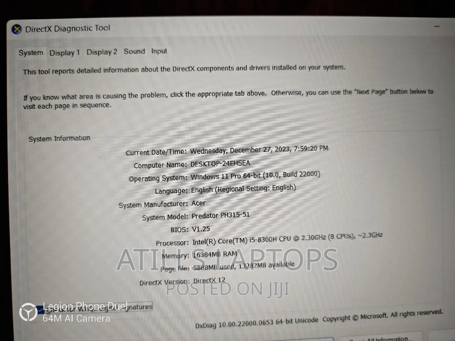 Laptop Acer Predator Helios 300 16GB Intel Core I5 SSHD+SSD 1.5T