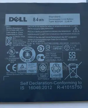 Dell 4gvgh Laptop Battery For Xps 15 9550 D1528 D1828 5510
