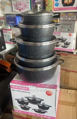 Non Stick Cookware Set - 10 Pieces - Black